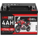 LANGZEIT Gel Motorrad Batterie YTX4L-BS - 4AH 12V