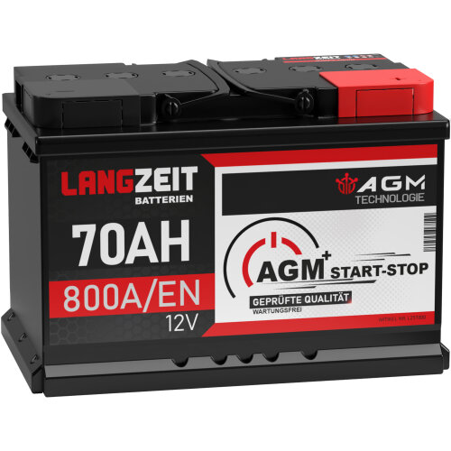 LANGZEIT AGM+ Batterie 70Ah / 12V / 800A/EN
