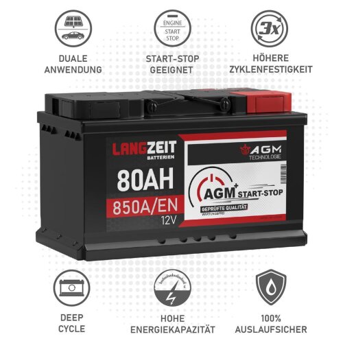 Langzeit AGM+ Batterie 80Ah 12V, 133,90 €
