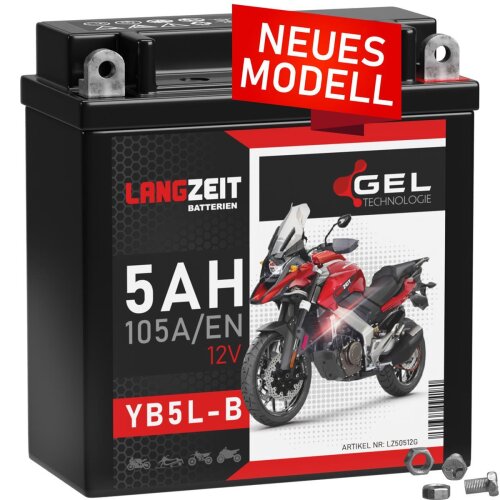 LANGZEIT Gel Motorrad Batterie YB5L-B - 5AH 12V