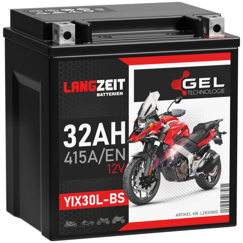 Langzeit GEL Motorradbatterie YIX30L-BS - 32Ah 12V