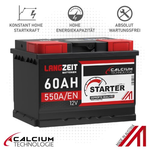 Autobatterie 12V 60Ah BlackMax Starterbatterie ersetzt 52Ah 55Ah 61Ah 62Ah  63Ah