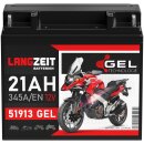 LANGZEIT Gel Motorrad Batterie 51913 - 21AH 12V