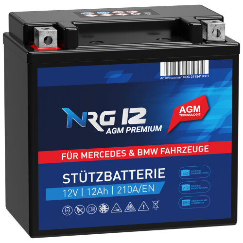 NRG AGM Premium Stützbatterie Mercedes Benz BMW 12Ah 12V