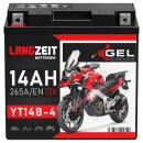 LANGZEIT Gel Motorrad Batterie YT14B-4 - 14AH 12V