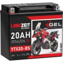 LANGZEIT Gel Motorrad Batterie YTX20-BS - 20AH 12V