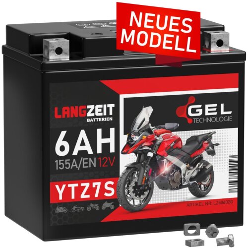 Langzeit Gel Motorradbatterie YTZ7S 6Ah 12V