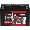 LANGZEIT Gel Motorrad Batterie YT9B-4 - 9AH 12V