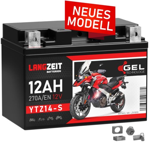 Langzeit Gel Motorradbatterie YTZ14-S - 12Ah 12V
