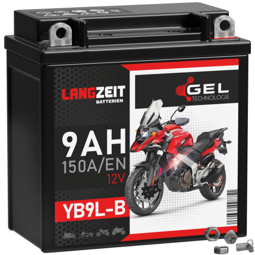 Langzeit GEL Motorradbatterie YB9-B - 9AH 12V