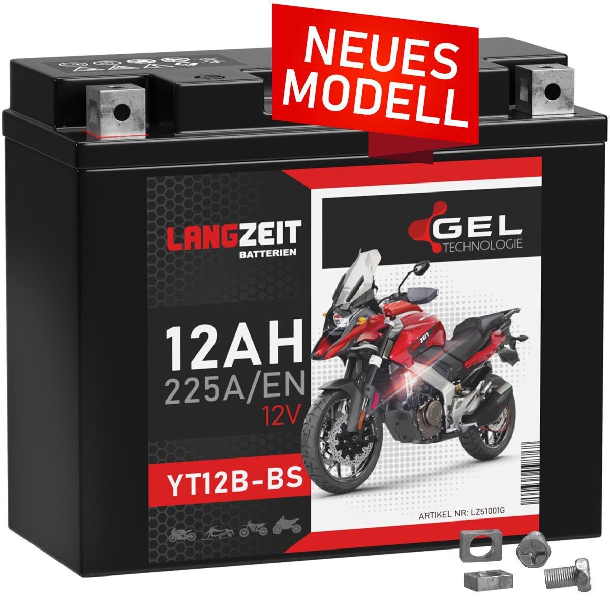 Langzeit Gel Motorradbatterie YT12B-BS 12Ah 12V, 36,90 €