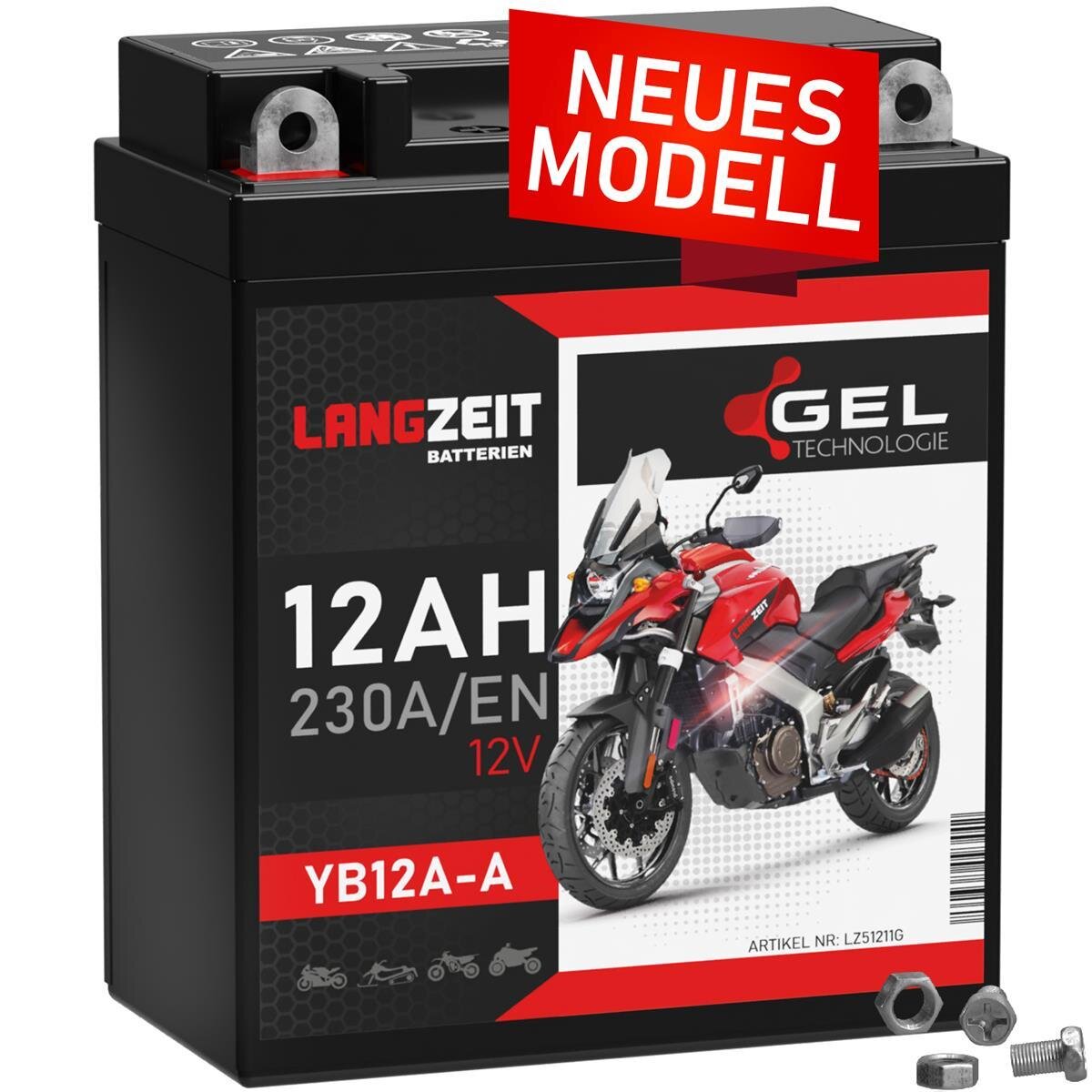 Langzeit Gel Motorradbatterie YB12A-A 12Ah 12V, 42,90 €