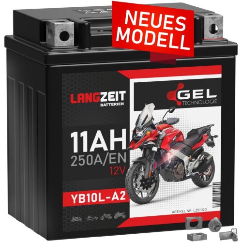Langzeit Gel Motorradbatterie YB10L-BS 11Ah 12V