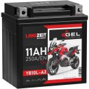 Langzeit GEL Motorradbatterie YB10L-BS - 11Ah 12V