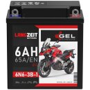 LANGZEIT Gel Motorrad Batterie 6N6-3B-1 6Ah 12V
