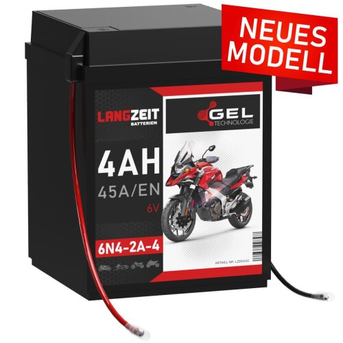 LANGZEIT Gel Motorrad Batterie 6N4-2A-4 4AH 12V