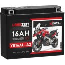 LANGZEIT Gel Motorrad Batterie YB16AL-A2 16Ah 12V